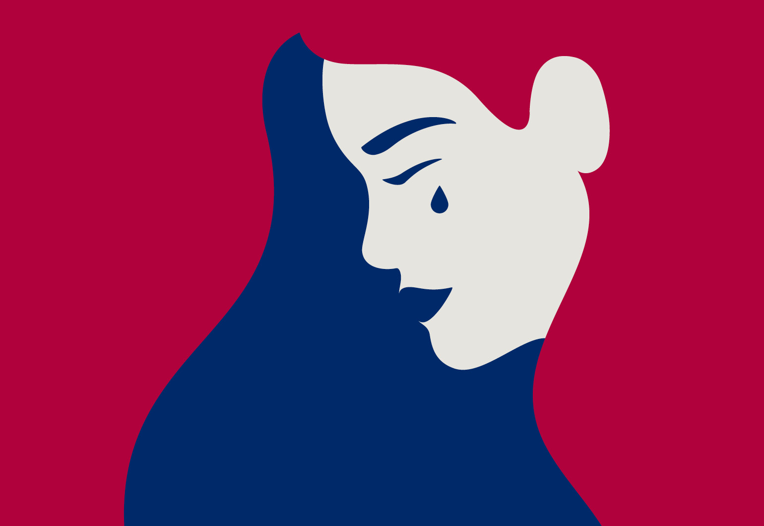 Illustration: Porträt einer weinenden Frau.