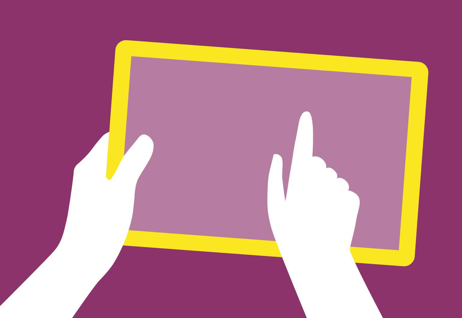 Illustration: Jemand tippt auf einem Tablet-Computer etwas an.
